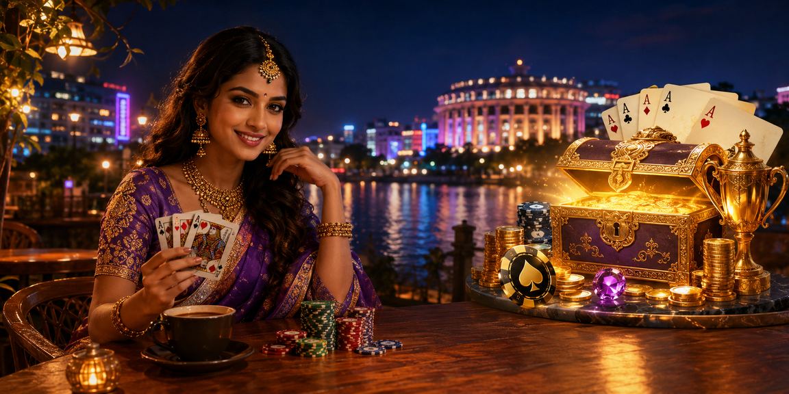 Online Teen Patti card game table showing cards and players on screens